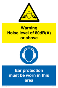 Warning Noise level of 80dB(A) or above. Ear protection must be worn in this area